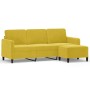 Sofá de 3 plazas con taburete terciopelo amarillo 180 cm de , Sofás - Ref: Foro24-3201180, Precio: 349,46 €, Descuento: %