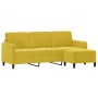 Sofá de 3 plazas con taburete terciopelo amarillo 180 cm de , Sofás - Ref: Foro24-3201180, Precio: 349,46 €, Descuento: %