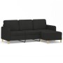 Sofá de 3 plazas con taburete de tela negro 180 cm de , Sofás - Ref: Foro24-3201196, Precio: 335,47 €, Descuento: %