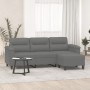 Sofá de 3 plazas y taburete tela microfibra gris oscuro 180 cm de , Sofás - Ref: Foro24-3201233, Precio: 371,59 €, Descuento: %