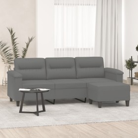 3-Sitzer Sofa und Hocker dunkelgrauer Mikrofaserstoff 180 cm von , Sofas - Ref: Foro24-3201233, Preis: 371,59 €, Rabatt: %