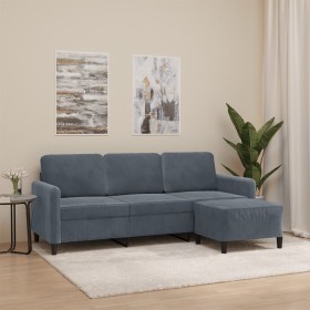 3-seater sofa with dark gray velvet ottoman 180 cm by , Sofas - Ref: Foro24-3201175, Price: 306,92 €, Discount: %