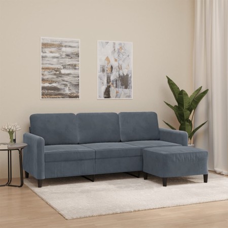 3-Sitzer-Sofa mit dunkelgrauem Samthocker 180 cm von , Sofas - Ref: Foro24-3201175, Preis: 302,99 €, Rabatt: %