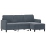 Sofá de 3 plazas con taburete de terciopelo gris oscuro 180 cm de , Sofás - Ref: Foro24-3201175, Precio: 302,99 €, Descuento: %