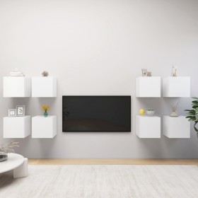 Wall-mounted TV furniture 8 units white 30.5x30x30 cm by , TV Furniture - Ref: Foro24-3078739, Price: 186,99 €, Discount: %