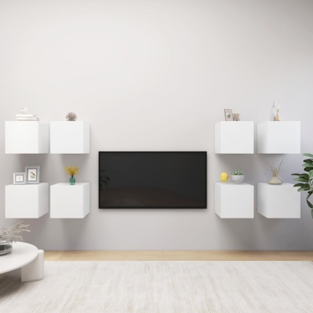 Wall-mounted TV furniture 8 units white 30.5x30x30 cm by , TV Furniture - Ref: Foro24-3078739, Price: 187,36 €, Discount: %