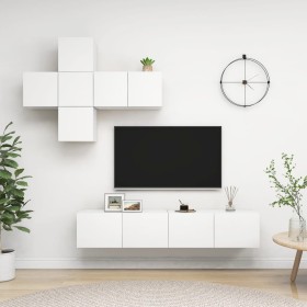 7-piece TV stand set made of white engineered wood by , TV Furniture - Ref: Foro24-3078707, Price: 208,77 €, Discount: %