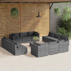 Garden furniture set 13 pieces and gray synthetic rattan cushions by , Garden sets - Ref: Foro24-3101597, Price: 1,00 €, Disc...