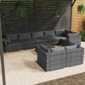 Garden furniture set 9 pieces and gray synthetic rattan cushions by , Garden sets - Ref: Foro24-3102493, Price: 871,99 €, Dis...