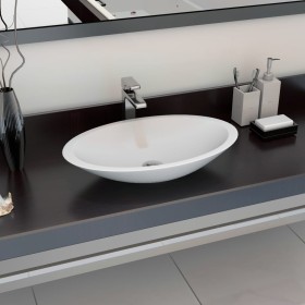 Lavabo 59,3x35,1x10,7 cm resina mineral/mármol blanco de vidaXL, Lavabos - Ref: Foro24-144069, Precio: 130,99 €, Descuento: %