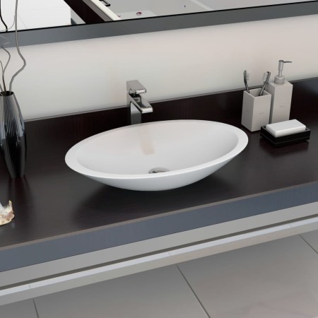 Lavabo 59,3x35,1x10,7 cm resina mineral/mármol blanco de vidaXL, Lavabos - Ref: Foro24-144069, Precio: 122,67 €, Descuento: %