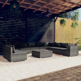 Garden furniture set 11 pieces and gray synthetic rattan cushions by , Garden sets - Ref: Foro24-3102445, Price: 1,00 €, Disc...