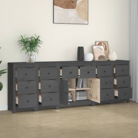 Solid gray pine wood sideboard 230 x 35 x 80 cm by , Sideboards - Ref: Foro24-3114091, Price: 361,99 €, Discount: %