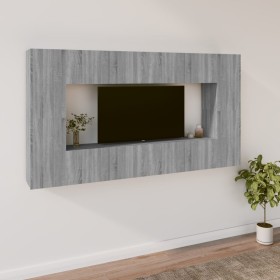 TV furniture set 8 pieces gray Sonoma plywood by , TV Furniture - Ref: Foro24-3114292, Price: 263,99 €, Discount: %