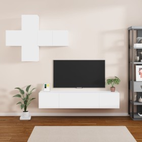 TV furniture set, 7 pieces, white plywood. by , TV Furniture - Ref: Foro24-3114502, Price: 218,34 €, Discount: %