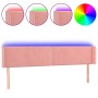 Pink velvet headboard with LED 203x16x78/88 cm by , Headboards and footboards - Ref: Foro24-3123167, Price: 73,80 €, Discount: %