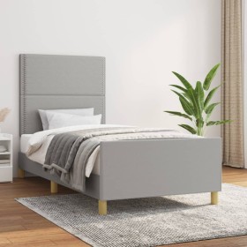 Estructura de cama con cabecero de tela gris claro 80x200 cm de , Camas y somieres - Ref: Foro24-3124928, Precio: 147,89 €, D...