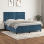 Cama box spring con colchón terciopelo azul oscuro 160x200 cm de , Camas y somieres - Ref: Foro24-3142975, Precio: 550,91 €, ...