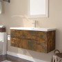 Mueble de baño con lavabo madera contrachapada roble ahumado de , Tocadores de baño - Ref: Foro24-3152885, Precio: 294,16 €, ...