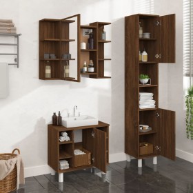 3-piece bathroom furniture set made of brown oak plywood by , Bathroom furniture - Ref: Foro24-3187608, Price: 208,33 €, Disc...