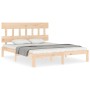 Estructura de cama con cabecero madera maciza 160x200 cm de , Camas y somieres - Ref: Foro24-3193606, Precio: 126,23 €, Descu...