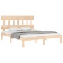 Estructura de cama con cabecero madera maciza 160x200 cm de , Camas y somieres - Ref: Foro24-3193606, Precio: 126,23 €, Descu...