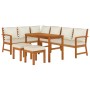 Garden dining set and cushions, 7 pieces, solid acacia wood. by , Garden sets - Ref: Foro24-3154968, Price: 661,69 €, Discoun...