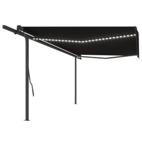 Retractable manual awning with anthracite gray LED 5x3.5 m by , Awnings - Ref: Foro24-3070264, Price: 719,08 €, Discount: %