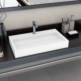 Lavabo 80x46x11 cm resina mineral/mármol blanco de vidaXL, Lavabos - Ref: Foro24-144065, Precio: 163,02 €, Descuento: %