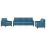 Dreiteilige Sofagarnitur aus blauem Samt mit Kissen von , Sofas - Ref: Foro24-3201485, Preis: 727,40 €, Rabatt: %