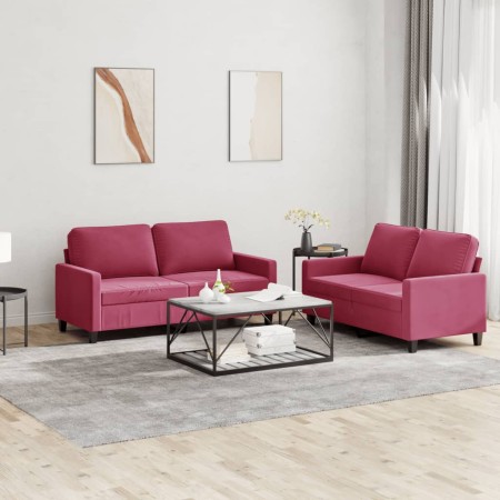 Sofa set with cushions 2 pieces red velvet by , Sofas - Ref: Foro24-3201500, Price: 453,69 €, Discount: %