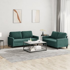 2-piece dark green velvet sofa set with cushions by , Sofas - Ref: Foro24-3201498, Price: 454,99 €, Discount: %