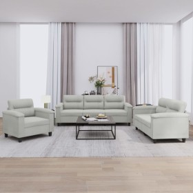 3-piece sofa set with light gray microfiber fabric cushions by , Sofas - Ref: Foro24-3202291, Price: 737,89 €, Discount: %