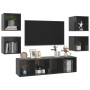 5-piece living room furniture set made of gray engineered wood with a glossy finish by , TV Furniture - Ref: Foro24-3079627, ...