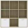 Estantería madera contrachapada blanco y roble 40x30x189 cm de , Librerías y estanterías - Ref: Foro24-801121, Precio: 113,99...