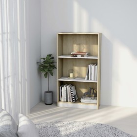 White and Sonoma 3-level plywood bookshelf 60x24x109cm by , Bookcases and shelves - Ref: Foro24-800869, Price: 49,99 €, Disco...