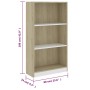 3-stöckiges Sperrholzregal weiß und Sonoma 60x24x109cm von , Bücherregale und Regale - Ref: Foro24-800869, Preis: 49,99 €, Ra...