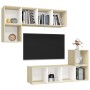 Wohnzimmermöbel 4 Stk. Holzwerkstoff weiß und Sonoma Eiche von , TV-Möbel - Ref: Foro24-3079813, Preis: 162,27 €, Rabatt: %