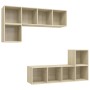 Juego de muebles de salón 4 pzas madera ingeniería roble Sonoma de , Muebles TV - Ref: Foro24-3079811, Precio: 163,99 €, Desc...