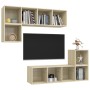 Juego de muebles de salón 4 pzas madera ingeniería roble Sonoma de , Muebles TV - Ref: Foro24-3079811, Precio: 166,29 €, Desc...