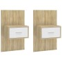 Mesitas de noche de pared 2 unidades blanco y roble Sonoma de vidaXL, Mesitas de noche - Ref: Foro24-810982, Precio: 83,76 €,...