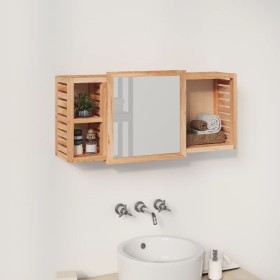 Armario con espejo madera maciza nogal 80x17x34 cm de , Tocadores de baño - Ref: Foro24-350368, Precio: 52,44 €, Descuento: %