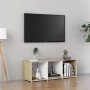 Mueble para TV madera contrachapada blanco y roble 107x35x37 cm de , Muebles TV - Ref: Foro24-805539, Precio: 57,29 €, Descue...