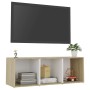 TV-Möbel Sperrholz weiß und Eiche 107x35x37 cm von , TV-Möbel - Ref: Foro24-805539, Preis: 53,49 €, Rabatt: %