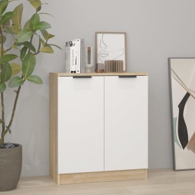 White plywood and Sonoma oak sideboard 60x30x70 cm by , Sideboards - Ref: Foro24-811066, Price: 82,99 €, Discount: %