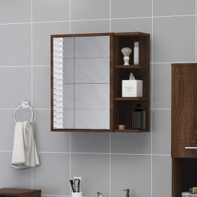 Brown oak plywood bathroom cabinet and mirror 62.5x20.5x64cm by , bathroom vanities - Ref: Foro24-826353, Price: 60,92 €, Dis...