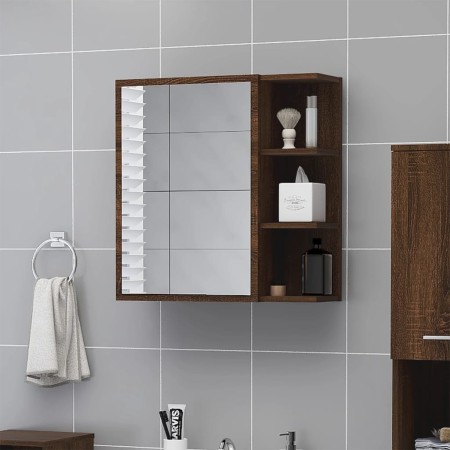 Brown oak plywood bathroom cabinet and mirror 62.5x20.5x64cm by , bathroom vanities - Ref: Foro24-826353, Price: 65,34 €, Dis...