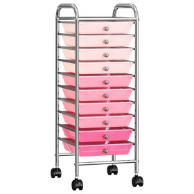 Carrito de almacenaje portátil 10 cajones plástico ombre rosa de , Carretillas de carga - Ref: Foro24-320404, Precio: 69,22 €...