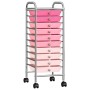 Portable storage cart with 10 plastic drawers in pink ombre by , Cargo forklifts - Ref: Foro24-320404, Price: 69,22 €, Discou...