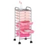 Portable storage cart with 10 plastic drawers in pink ombre by , Cargo forklifts - Ref: Foro24-320404, Price: 69,22 €, Discou...